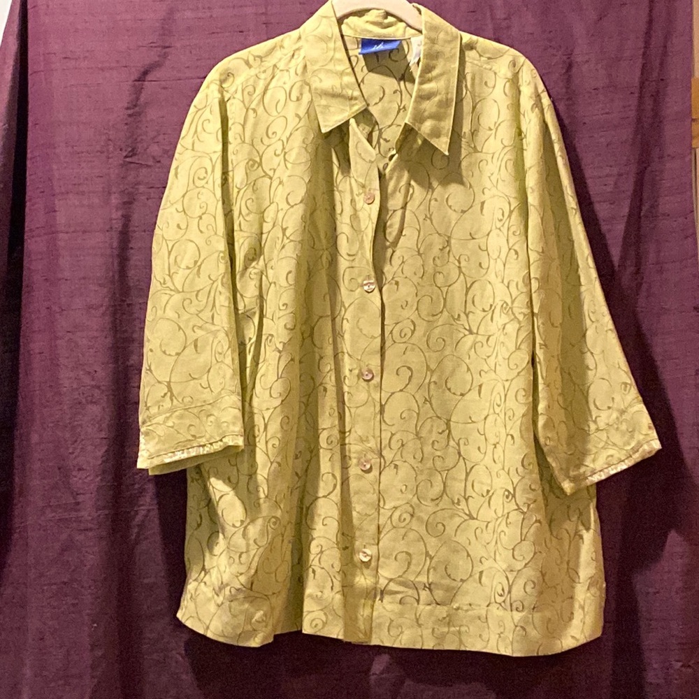 Light Green Burnout Tunic with Mesh Trim